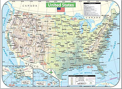 United States Shaded Relief WALL Map.