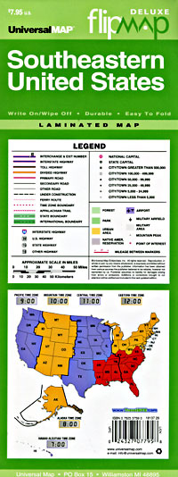 United States Southeastern "Flipmap" Road and Tourist Map.