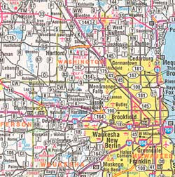 Wisconsin Road and Tourist Map, America.