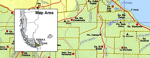 Tierra Del Fuego Road and Tourist Map, Argentina Section, Argentina.