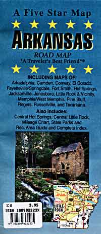 Arkansas Road and Tourist Map, America.