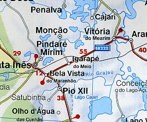 Brazil, Paraguay, and Bolivia, Road and Shaded Relief Map.