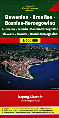 Bosnia and Herzegovina, Croatia, and Slovenia, Road and Tourist Map.