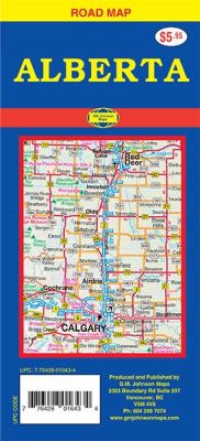 Alberta Road and Tourist map, Canada.