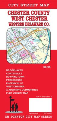 Chester County City Street Map, Pennsylvania, America.