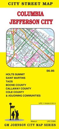 Columbia, Jefferson City Street Map, Missouri, America.