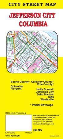 Columbia, Jefferson City Street Map, Missouri, America.