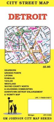 Detroit County City Street Map, Michigan, America.