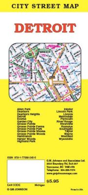 Detroit County City Street Map, Michigan, America.