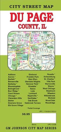 Du Page County City Street Map, Illinois, America.