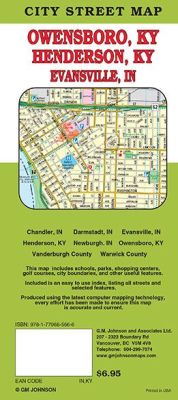 Evansville and Henderson City Street Map, Kentucky, America.