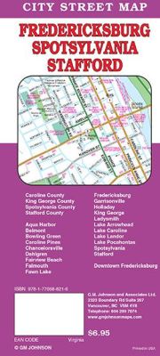 Frederickburg City Street Map, Virginia, America.