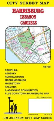 Harrisburg, Lebanon and Carlisle, City Street Map, Pennsylvania, America.