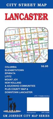 Lancaster and Lancaster County City Street Map, Pennsylvania, America.