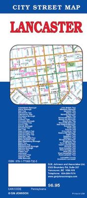 Lancaster and Lancaster County City Street Map, Pennsylvania, America.