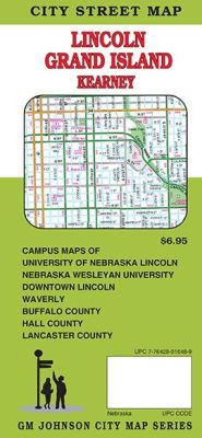 Lincoln, Grand Island and Kearney City Street Map, Nebraska, America.