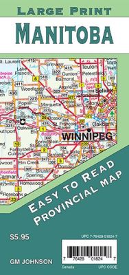 Manitoba Provinces Road and Tourist Map, Canada.