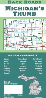 Michigan "Thumb" Road and Tourist Map, America.