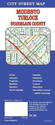 Modesto and Turlock street map, California, America.