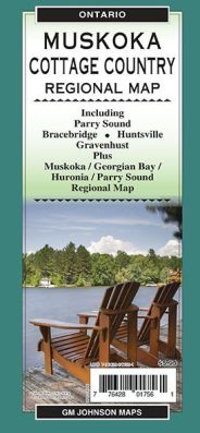 Muskoka, Parry Sound, Bracebridge and Cottage Country City Street Regional Map, Ontario, Canada.