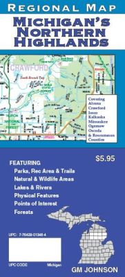 Michigan "Northern Highlands" Road and Tourist Map, America.