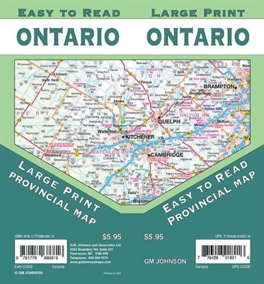 Ontario Province "Large Print" Road Map, Canada.