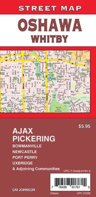 Oshawa, Pickering, Whitby, Ajax, Bowmanville City Street Map, Ontario, Canada.