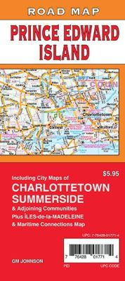 Prince Edward Island, Charlottetown and Summerside Road and Tourist Map, Canada.