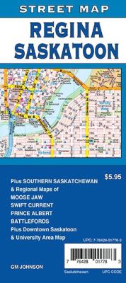 Regina, Saskatoon and Saskatchewan City Street Map, Canada.