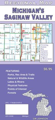 Michigan "Saginaw Valley" Road and Tourist Map, America.