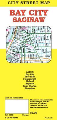 Saginaw and Bay City Street Map, Michigan, America.