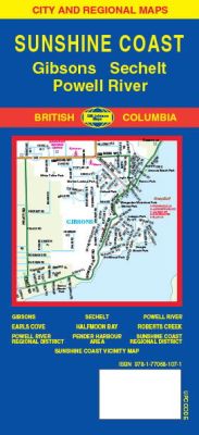 Sunshine Coast, Gibsons, Sechelt and Powell River City Street Map, British Columbia, Canada.