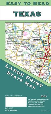 Texas "Large Print" Road and Tourist map, America.