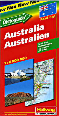 Australia Road and Shaded Relief Tourist Map, with "Distoguide".