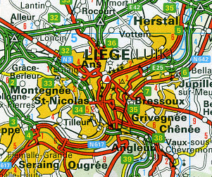 Belgium and Luxembourg Road and Shaded Relief Tourist Map.