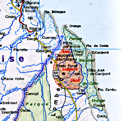 Brazil Road and Shaded Relief Tourist Map.