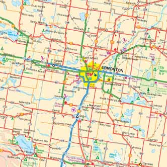 Alberta Road and Physical Travel Reference Map.