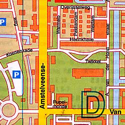 AMSTERDAM Physical Travel Reference Map, Netherlands.