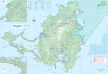 Anguilla and St-Martin Road and Travel Reference Physical Map.