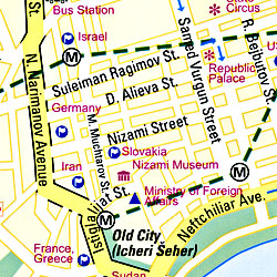 Armenia and Azerbaijan, Road and Physical Travel Reference Map.