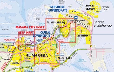 Bahrain Route Map Bahrain Road and Physical Travel Reference Map.