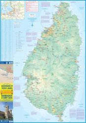 Barbados & St. Lucia Road and Travel Reference Map, West Indies.