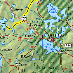 Belarus Road and Physical Travel Reference Map.