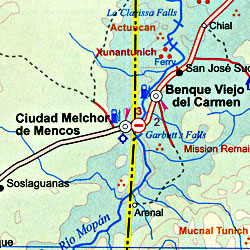 Belize Road and Physical Travel Reference Map.