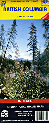 British Columbia, Road and Physical Travel Reference Map, Canada.