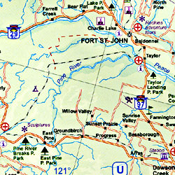 British Columbia, Road and Physical Travel Reference Map, Canada.