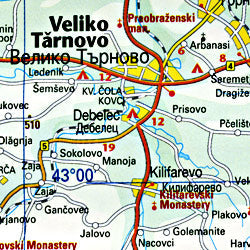 Bulgaria Railway and Road and Physical Travel Reference Map.