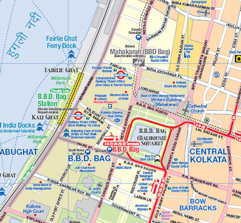 Calcutta and North East Physical Travel Reference Map, India.