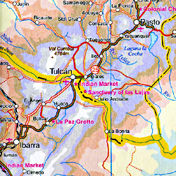 Colombia Road and Physical Travel Reference Map.