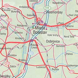 Czech Republic, Road and Physical Reference Map.